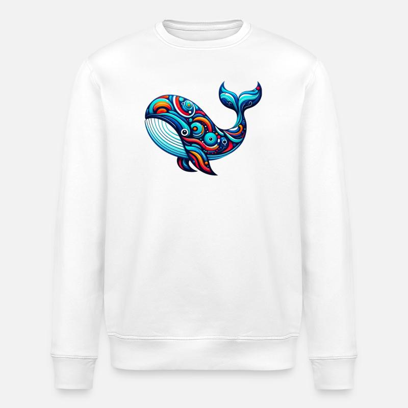 Whale - Stanley/Stella ROLLER Unisex Organic Sweatshirt - white