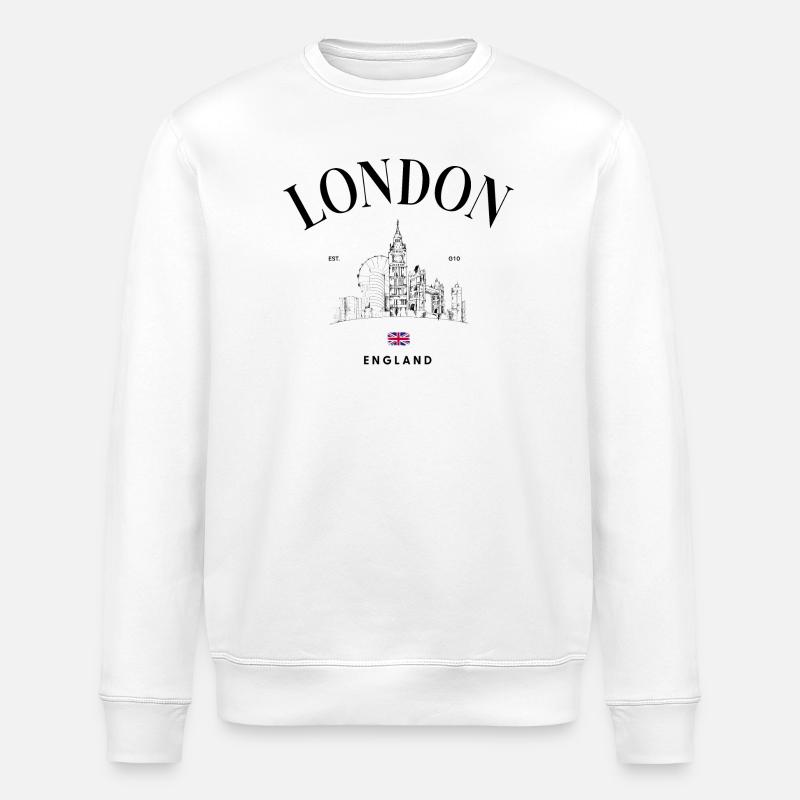 Union Jack Minimal-Emblem - Stanley/Stella Unisex Bio-Sweatshirt ROLLER - Weiß