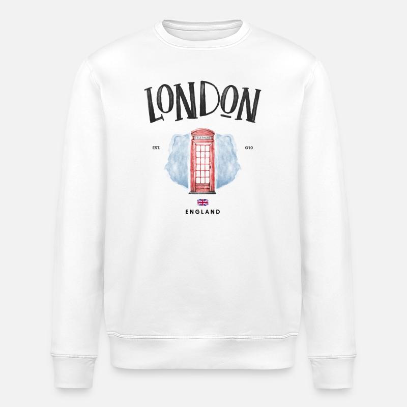 Londres Red Phone Booth Aquarelle - Sweat bio ROLLER Stanley/Stella Unisexe - blanc