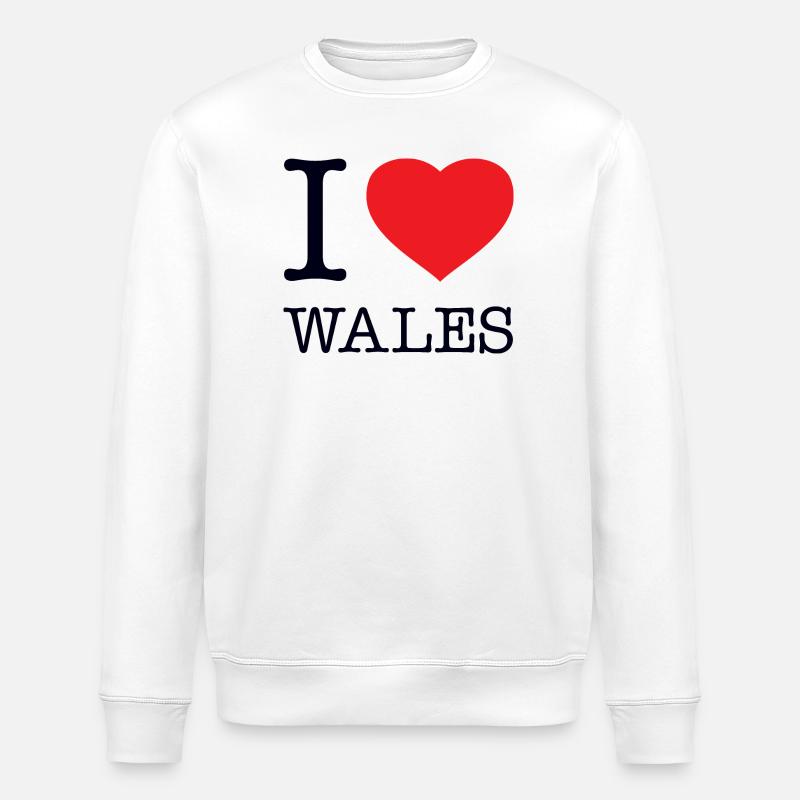 I LOVE WALES - Stanley/Stella Unisex Bio-Sweatshirt ROLLER - Weiß