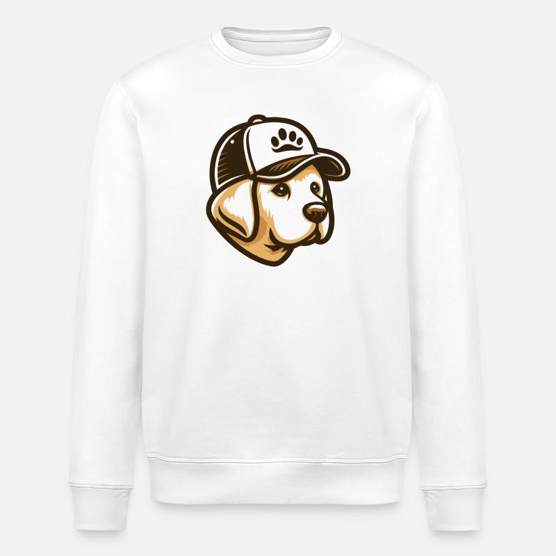 Labradorkopf mit Kappe - Stanley/Stella Unisex Bio-Sweatshirt ROLLER - Weiß