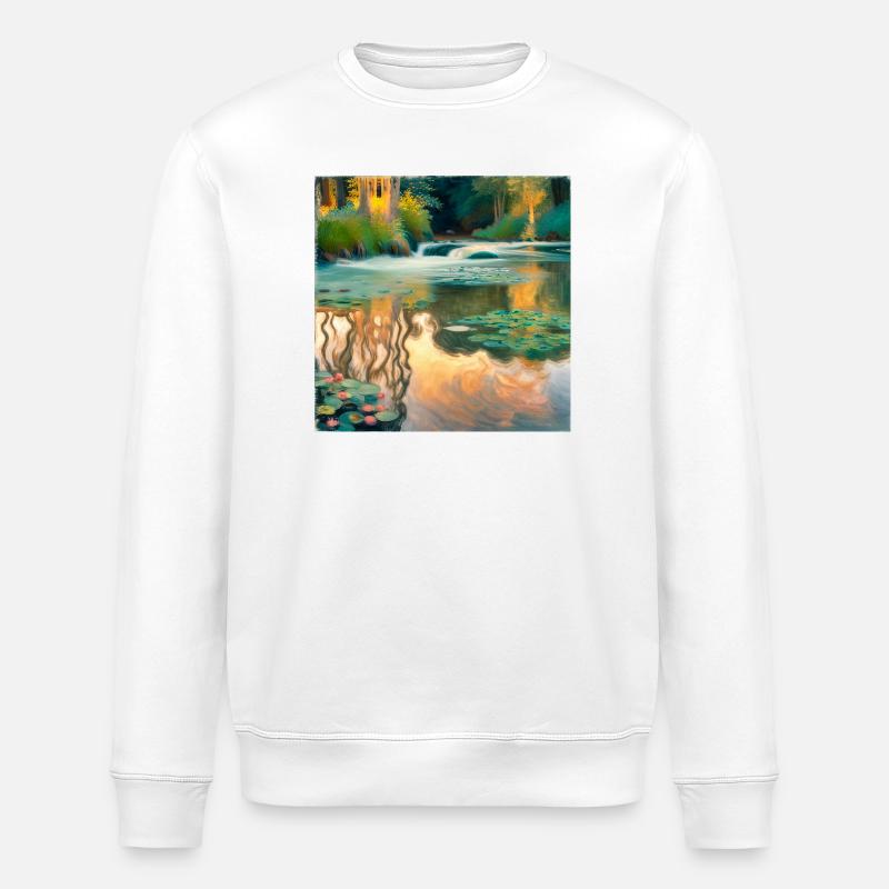 Impressionism River - Stanley/Stella ROLLER Unisex Organic Sweatshirt - white