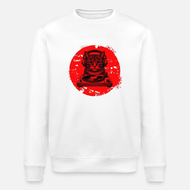 DJ Katze - Stanley/Stella Unisex Bio-Sweatshirt ROLLER - Weiß