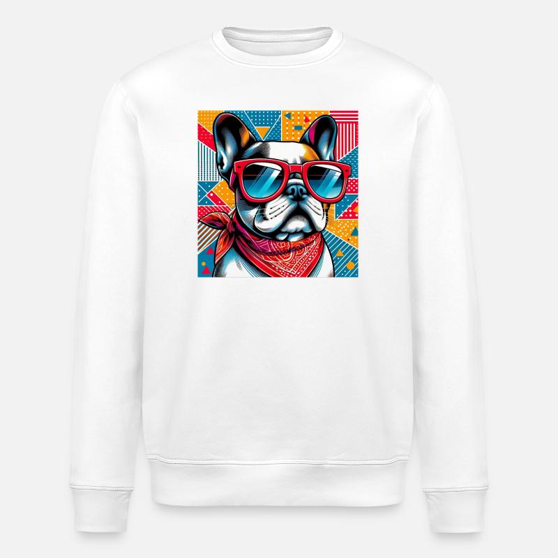Chien bouledogue français - Sweat bio ROLLER Stanley/Stella Unisexe - blanc