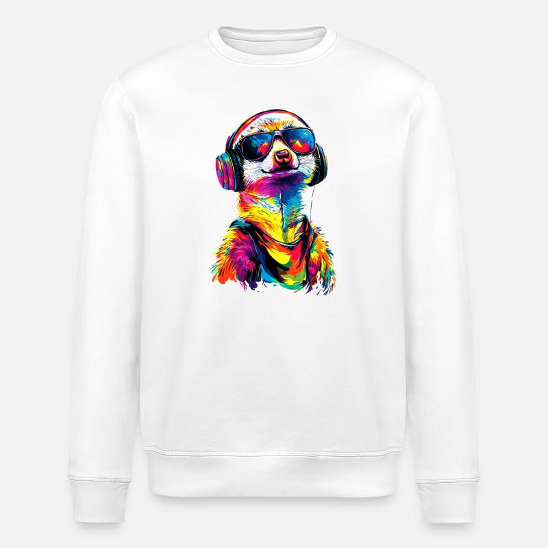 Erdmännchen Sonnenbrille Bunt Süßes Erdmännchen - Stanley/Stella Unisex Bio-Sweatshirt ROLLER - Weiß
