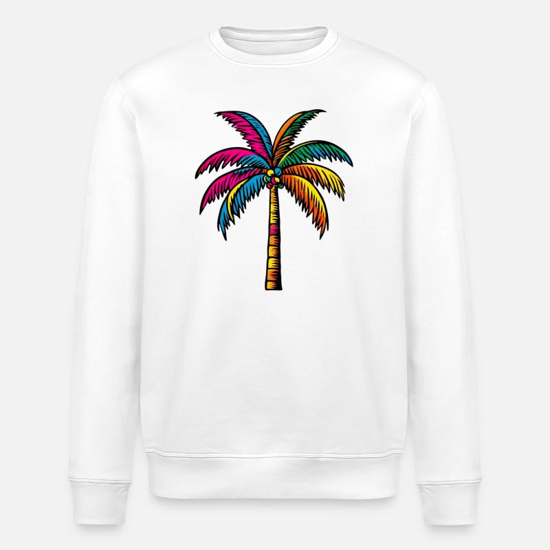 Palm tree - Stanley/Stella ROLLER Unisex Organic Sweatshirt - white