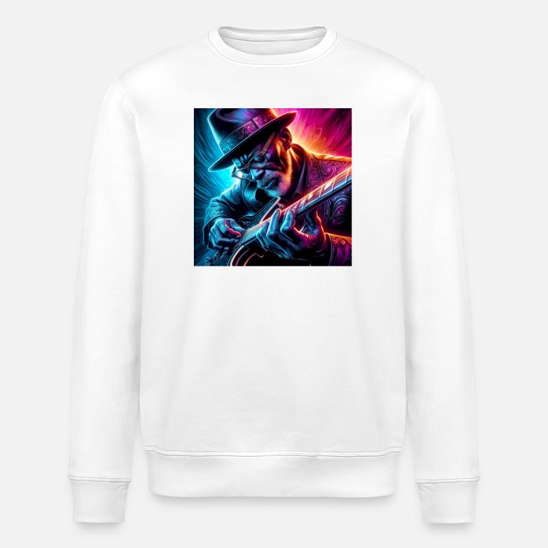 Guitariste rétro à effets néons - Sweat bio ROLLER Stanley/Stella Unisexe - blanc