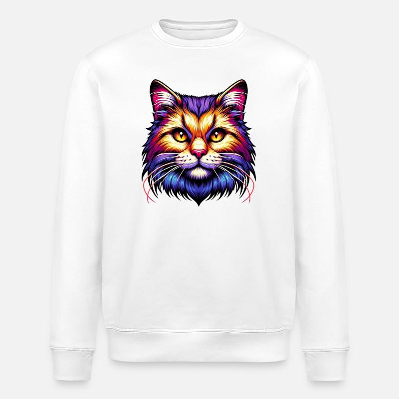Katze - Stanley/Stella Unisex Bio-Sweatshirt ROLLER - Weiß
