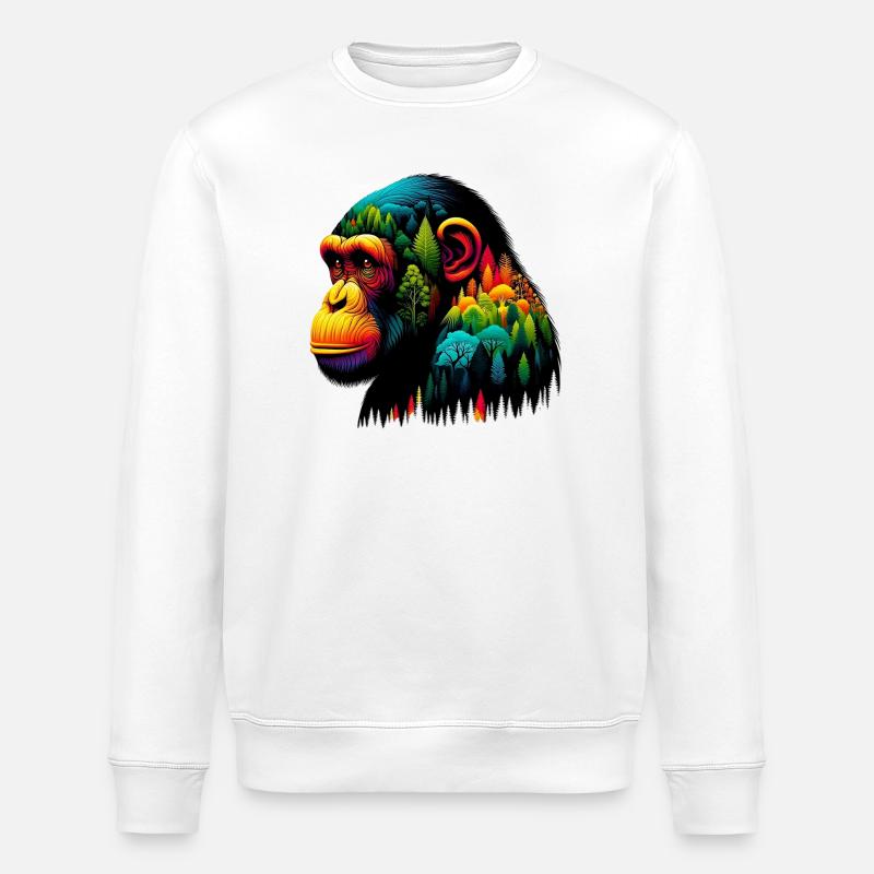 Monkey - Stanley/Stella ROLLER Unisex Organic Sweatshirt - white