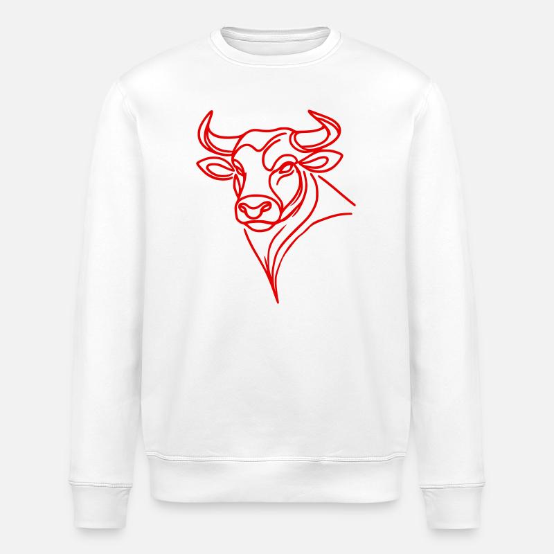 Stier rot - Stanley/Stella Unisex Bio-Sweatshirt ROLLER - Weiß