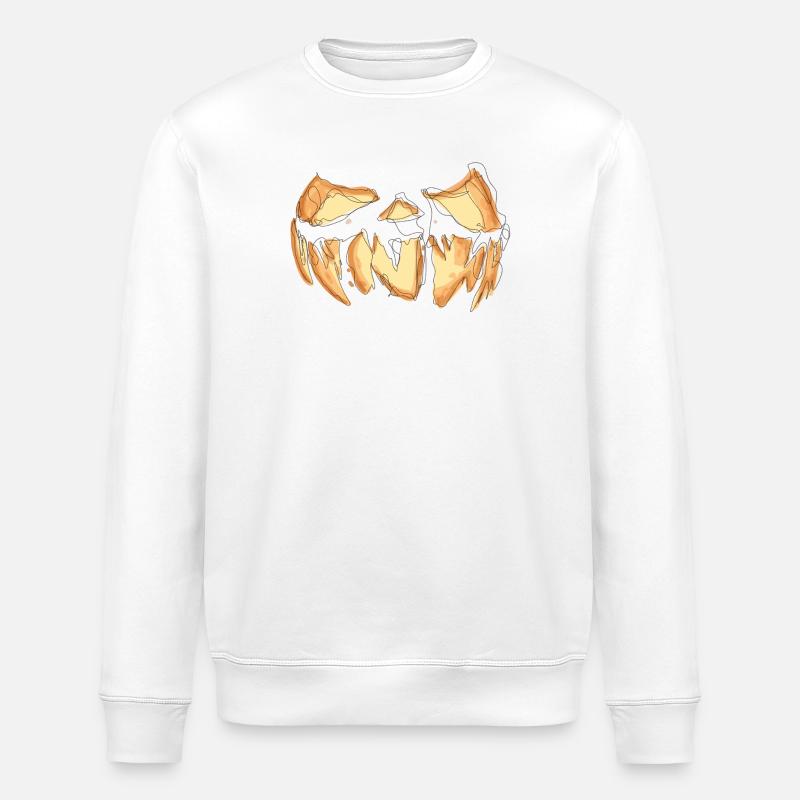Visage de citrouille Halloween gribouiller - Sweat bio ROLLER Stanley/Stella Unisexe - blanc