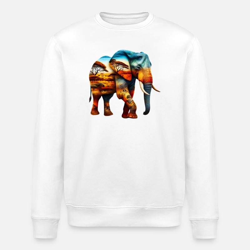 Elephant - Stanley/Stella ROLLER Unisex Organic Sweatshirt - white