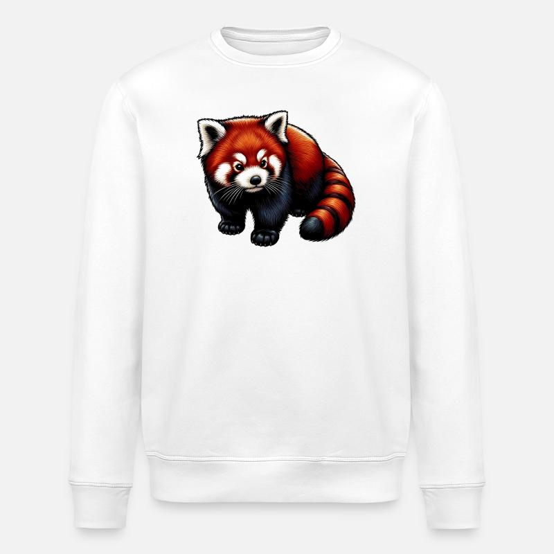 Red panda - Stanley/Stella ROLLER Unisex Organic Sweatshirt - white