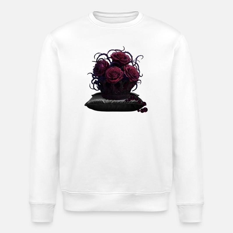 ranken-krone, samt-kissen, goth, closing - Stanley/Stella Unisex Bio-Sweatshirt ROLLER - Weiß