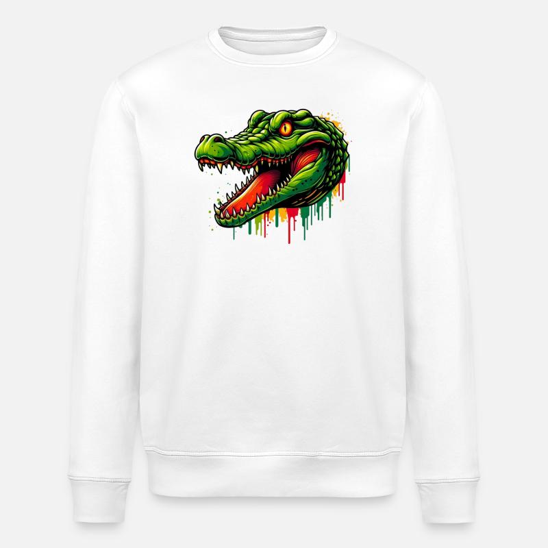 Alligator-Krokodil - Stanley/Stella Unisex Bio-Sweatshirt ROLLER - Weiß