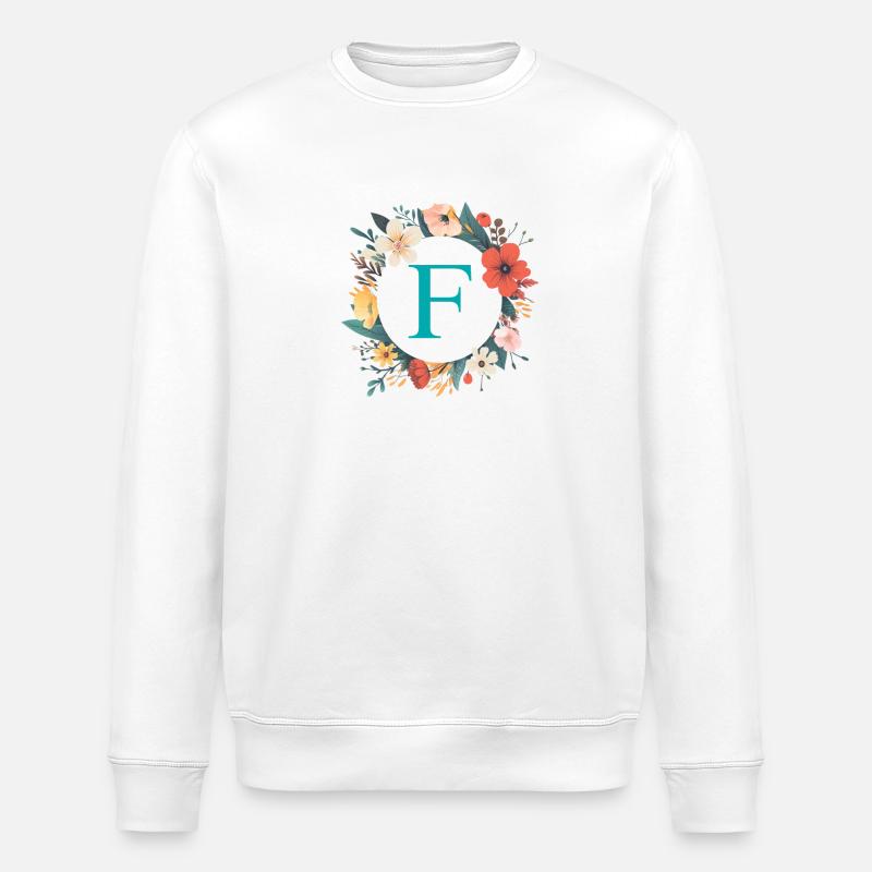 F Monogram, Couronne de fleurs, Personnalisable - Sweat bio ROLLER Stanley/Stella Unisexe - blanc