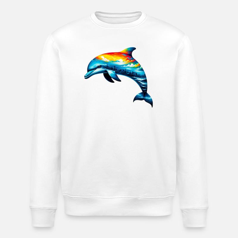 Dolphin - Stanley/Stella ROLLER Unisex Organic Sweatshirt - white