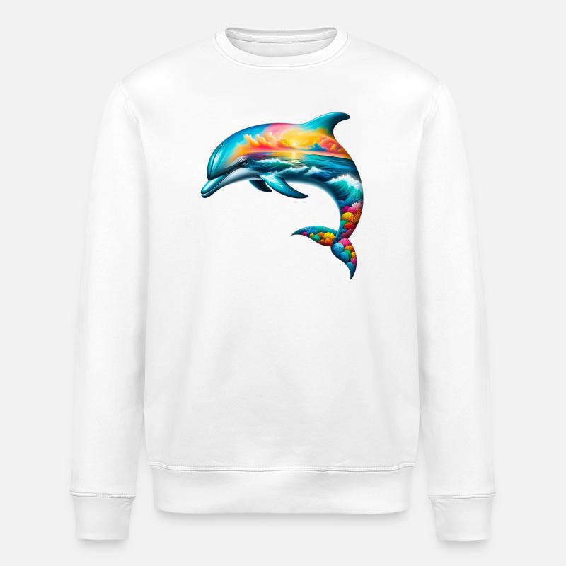 Dolphin - Stanley/Stella ROLLER Unisex Organic Sweatshirt - white