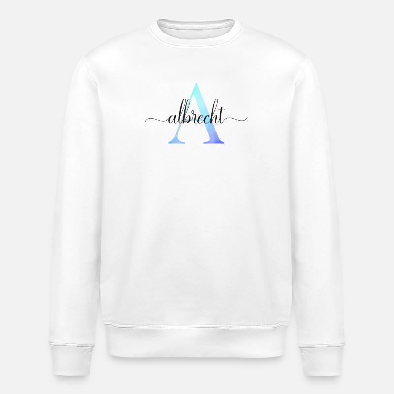 A| Monogramme | Nom | Albrecht | Aquarelle - Sweat bio ROLLER Stanley/Stella Unisexe - blanc