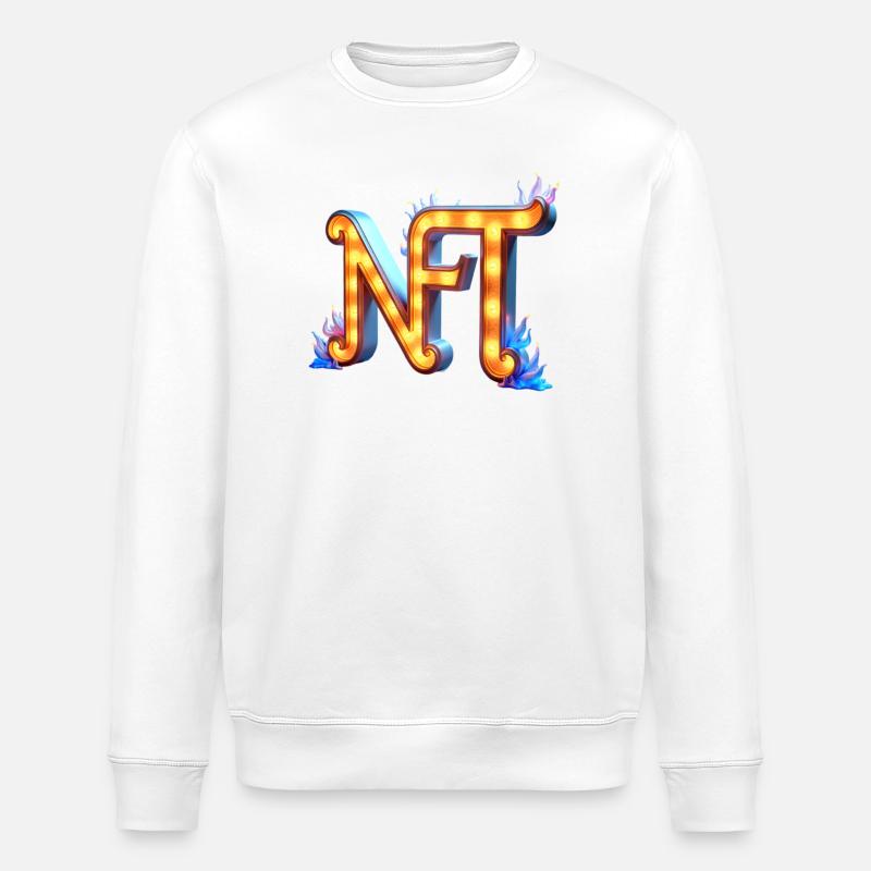 NFT in Lichtern – Leuchtendes Schilderdesign - Stanley/Stella Unisex Bio-Sweatshirt ROLLER - Weiß