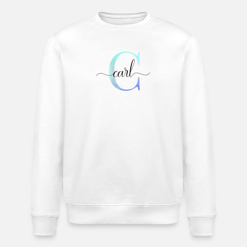 C| Monogramme | Nom | Carl | Aquarelle - Sweat bio ROLLER Stanley/Stella Unisexe - blanc