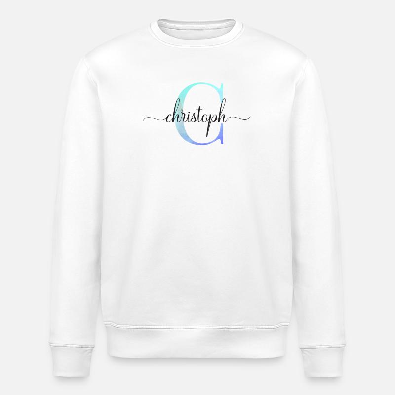 C| Monogramme | Nom | Christoph | Aquarelle - Sweat bio ROLLER Stanley/Stella Unisexe - blanc