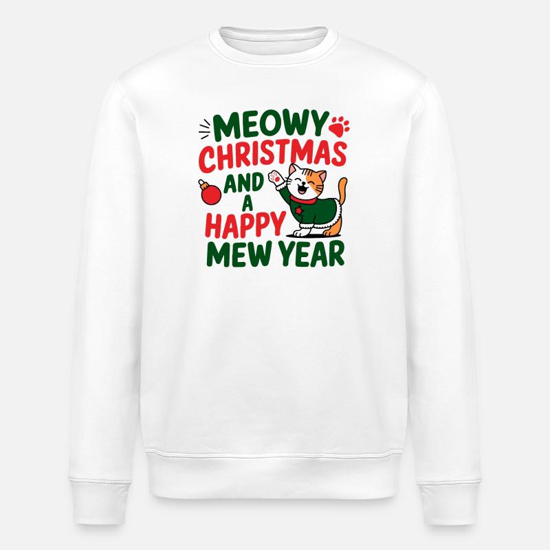 Festliches Katzenjahres-Design - Stanley/Stella Unisex Bio-Sweatshirt ROLLER - Weiß