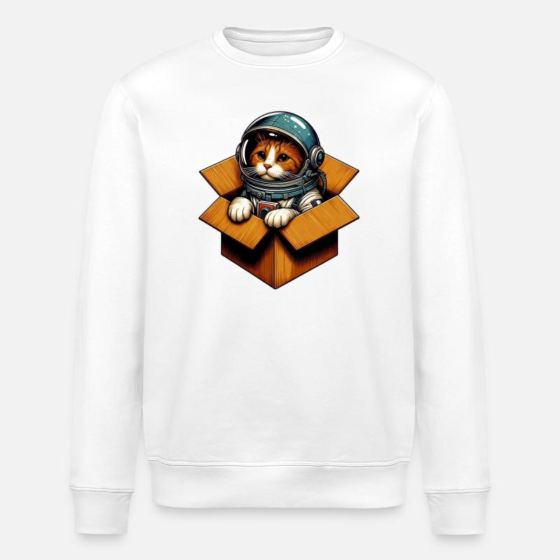 Astronaut Katze - Stanley/Stella Unisex Bio-Sweatshirt ROLLER - Weiß