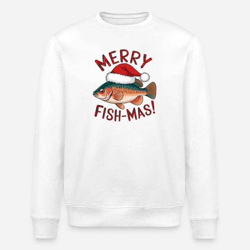 Festliches Fisch Weihnachtsdesign - Stanley/Stella Unisex Bio-Sweatshirt ROLLER - Weiß