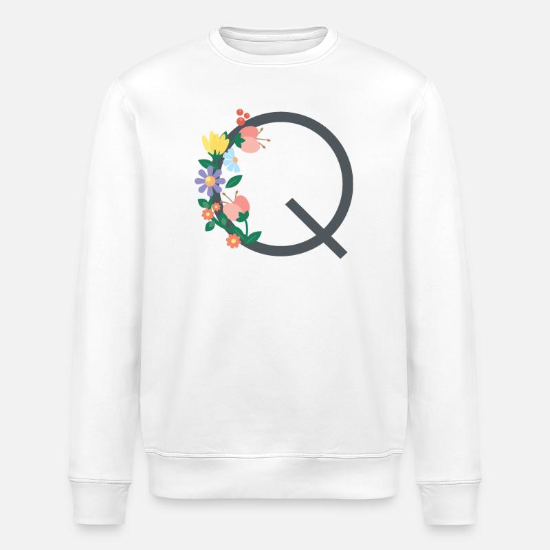 Eleganter Buchstabe 'Q' mit Blumen - Stanley/Stella Unisex Bio-Sweatshirt ROLLER - Weiß