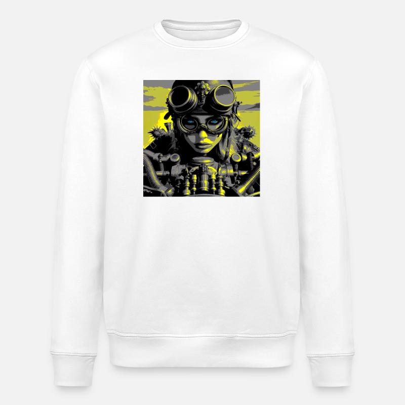 Steampunk Biker - Stanley/Stella ROLLER Unisex Organic Sweatshirt - white