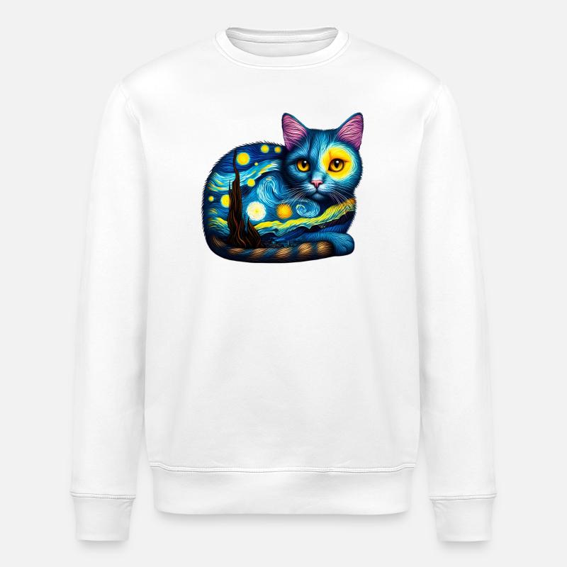 Katze - Stanley/Stella Unisex Bio-Sweatshirt ROLLER - Weiß