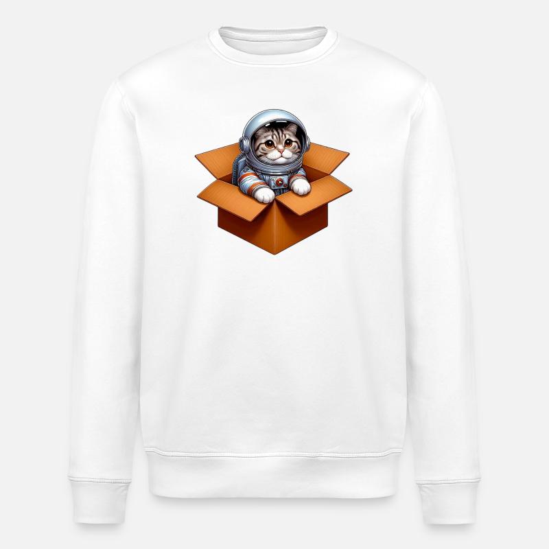 Chat astronaute - Sweat bio ROLLER Stanley/Stella Unisexe - blanc