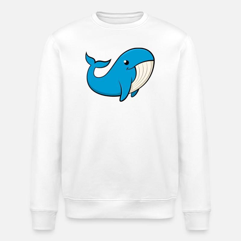 Baleine bleue joyeuse - Sweat bio ROLLER Stanley/Stella Unisexe - blanc