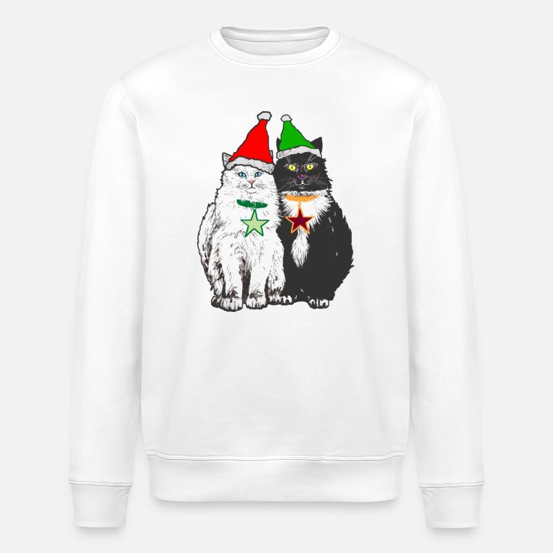 DIE WEIHNACHTSKATZEN - Stanley/Stella Unisex Bio-Sweatshirt ROLLER - Weiß