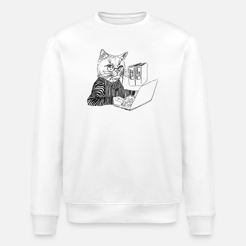 OFFICE KITTY - Stanley/Stella ROLLER Unisex Organic Sweatshirt - white