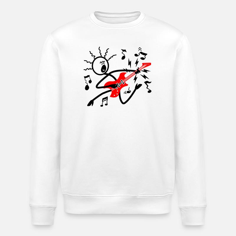 Red Electric Guitar - Stanley/Stella ROLLER Unisex Organic Sweatshirt - white