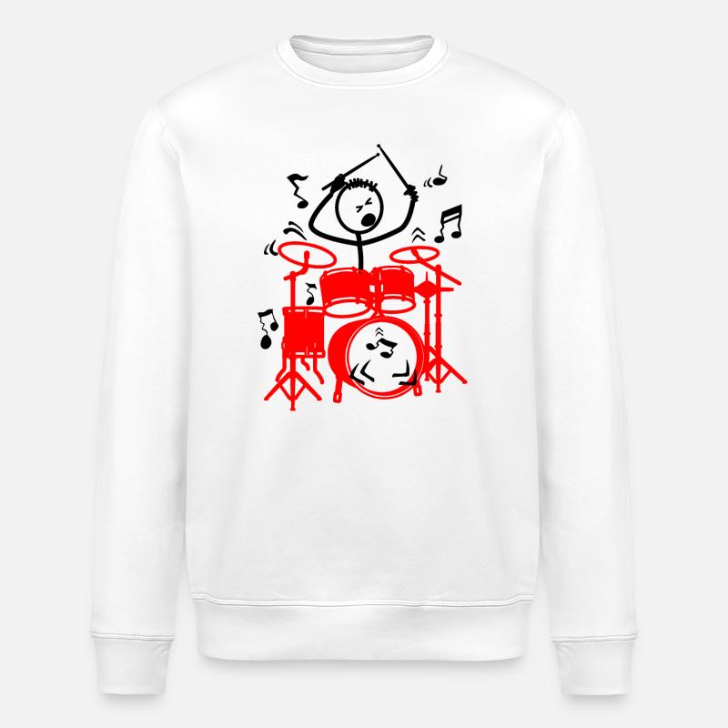 Stickmen Schlagzeuger rot - Stanley/Stella Unisex Bio-Sweatshirt ROLLER - Weiß