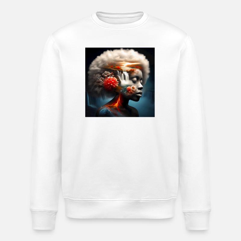 Surrealistisches Gesicht - Stanley/Stella Unisex Bio-Sweatshirt ROLLER - Weiß