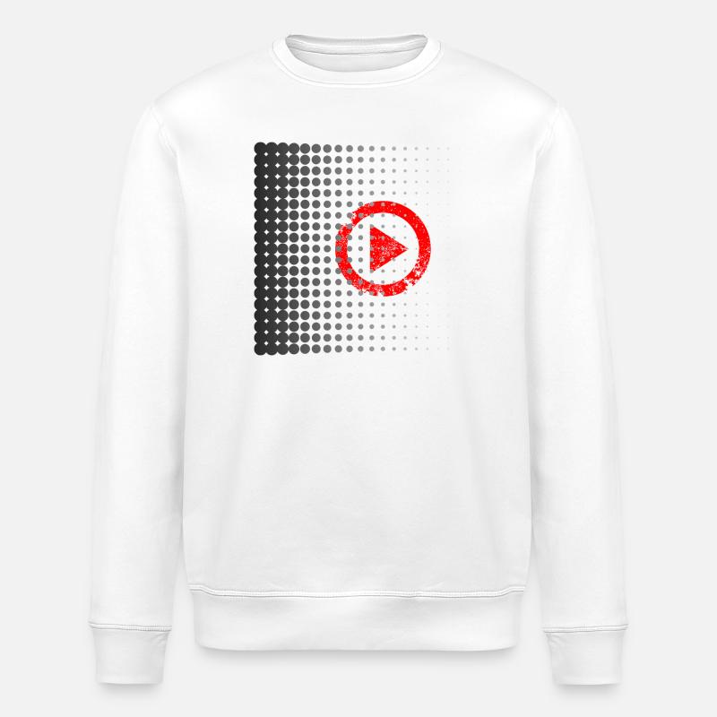 Halftone Play Button Retro - Stanley/Stella Unisex Bio-Sweatshirt ROLLER - Weiß