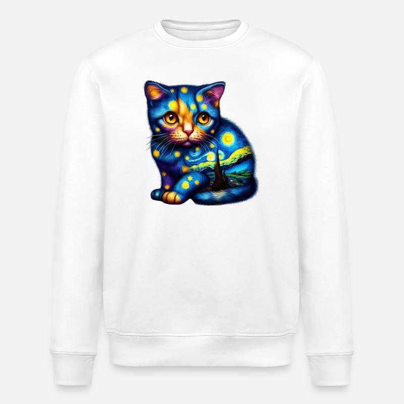 Katze - Stanley/Stella Unisex Bio-Sweatshirt ROLLER - Weiß