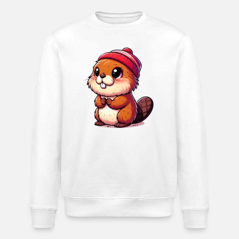Beaver - Stanley/Stella ROLLER Unisex Organic Sweatshirt - white