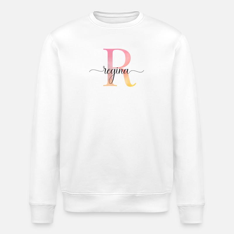 L | Monogramme | Nom | Régina |Aquarelle - Sweat bio ROLLER Stanley/Stella Unisexe - blanc