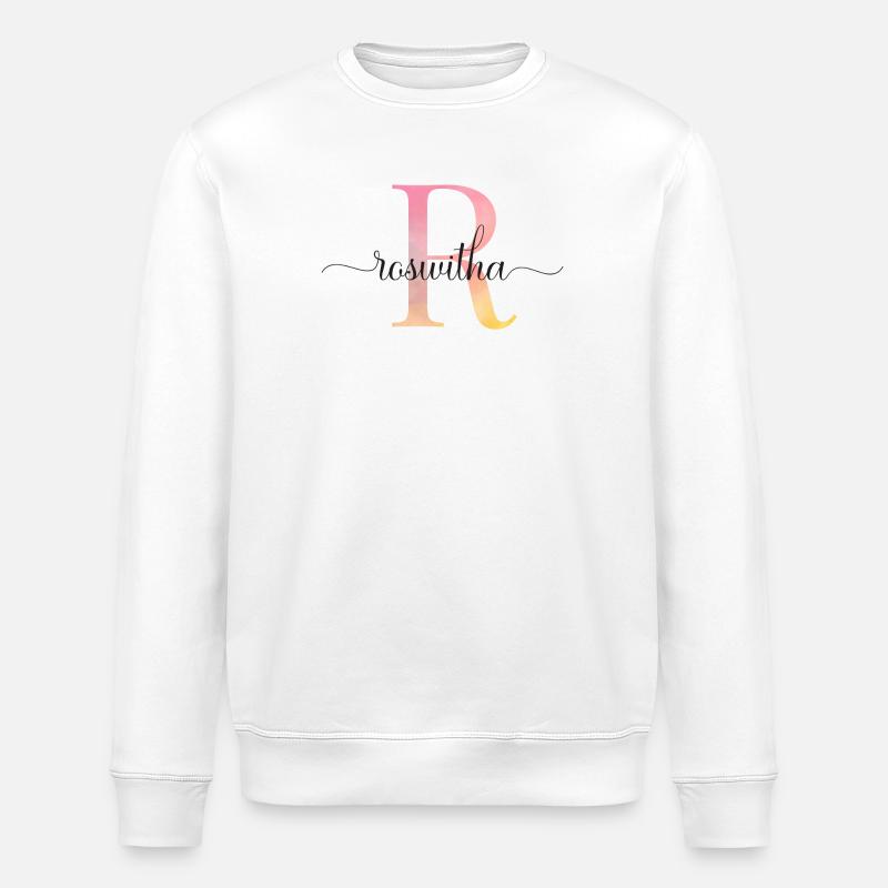 L | Monogramme | Nom | Roswitha |Aquarelle - Sweat bio ROLLER Stanley/Stella Unisexe - blanc