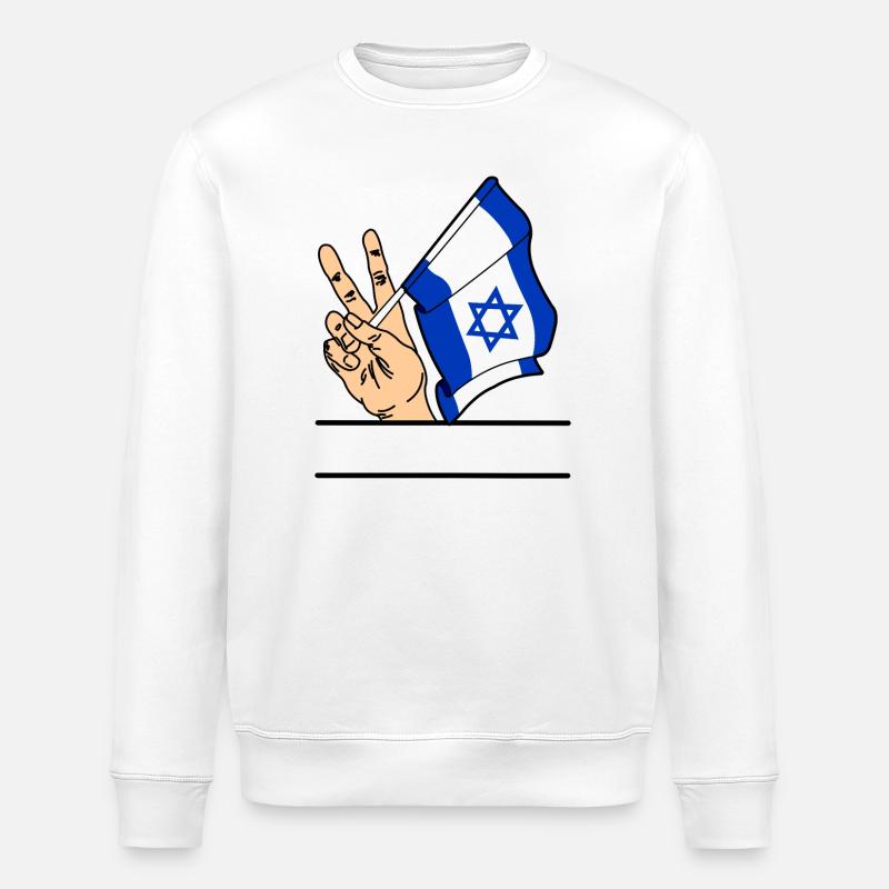 Flag Israel peace sign text space - Stanley/Stella ROLLER Unisex Organic Sweatshirt - white