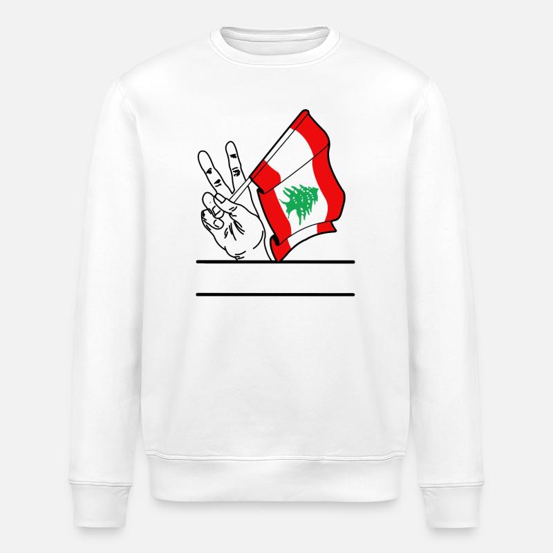 Flagge Libanon transparentes Peace-Zeichen Textfeld - Stanley/Stella Unisex Bio-Sweatshirt ROLLER - Weiß