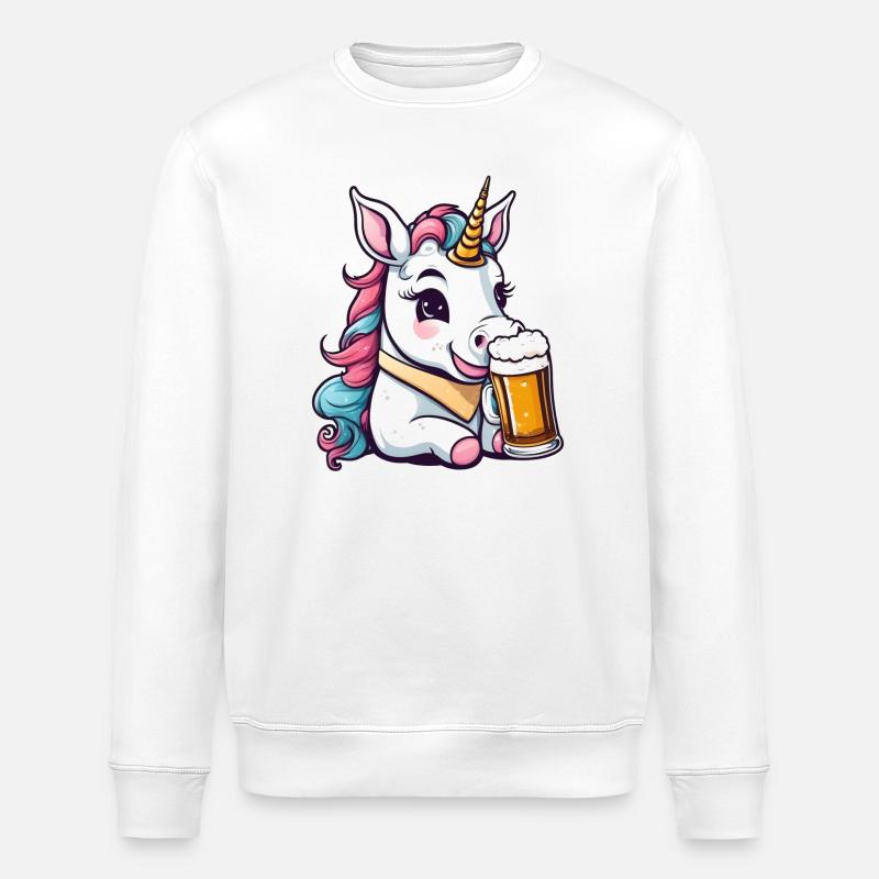 Beschwipstes / betrunkenes Einhorn - Stanley/Stella Unisex Bio-Sweatshirt ROLLER - Weiß