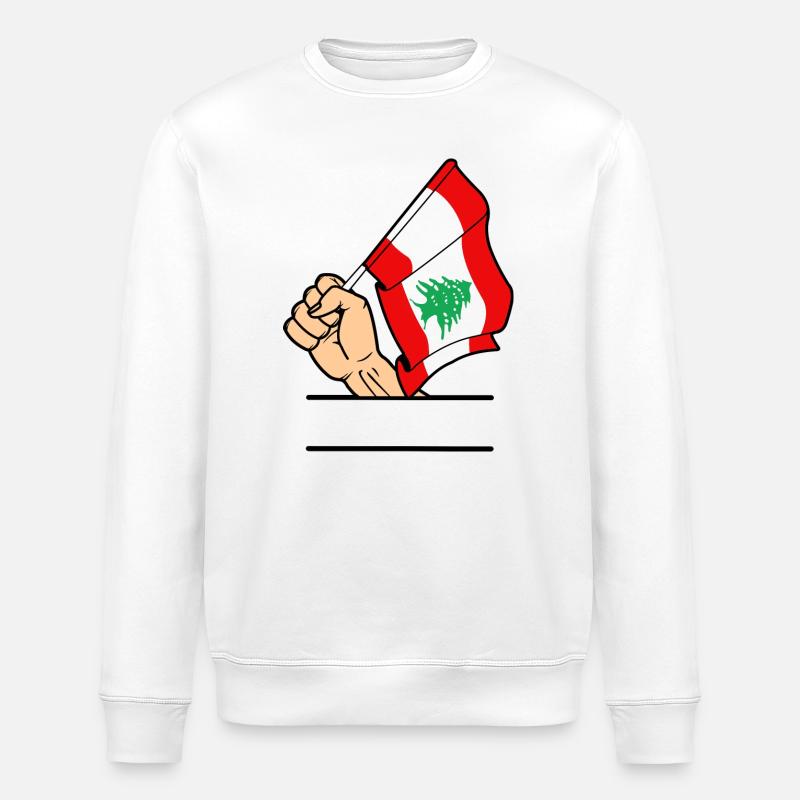 Drapeau Liban poing espace de texte - Sweat bio ROLLER Stanley/Stella Unisexe - blanc