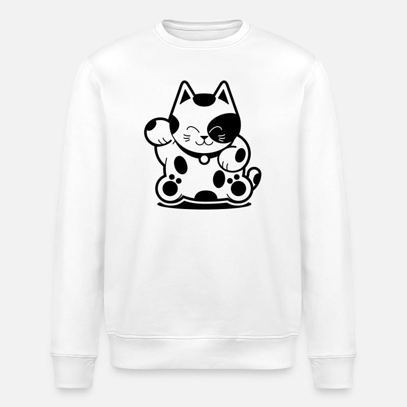 Chat chanceux - Sweat bio ROLLER Stanley/Stella Unisexe - blanc