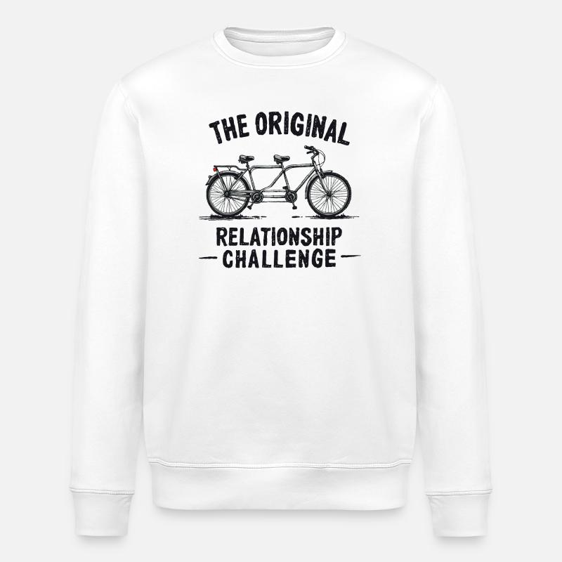 Tandem Challenge Funny Bicycle Design - Stanley/Stella ROLLER Unisex Organic Sweatshirt - white